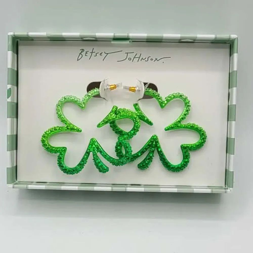 Betsey Johnson Oversize Green Shamrock Earrings NWT!